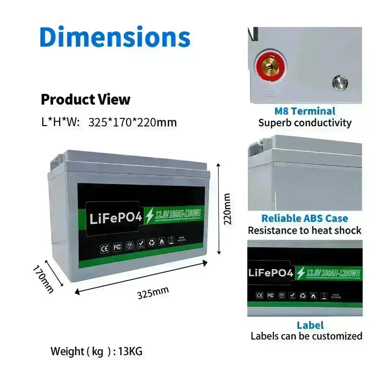 12.8V 100AH 150AH 200AH Lifepo4 Lithium Ion Batterie