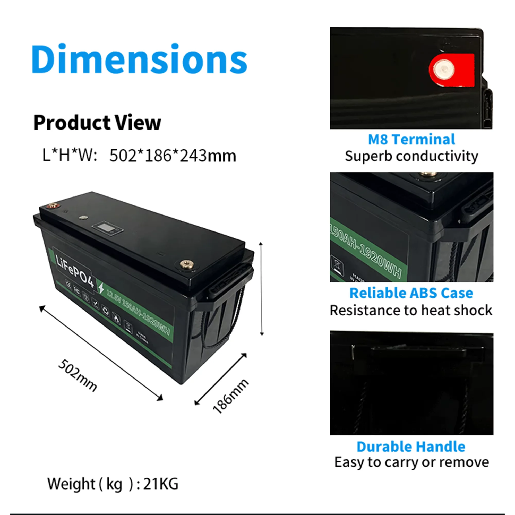 12V Solar Power System 12V Storage Battery Box with 12.8V 10AH-200AH Lifepo4 Lithium Ion Batteries 100AH 200AH Lithium Battery Pack technical specification image 6